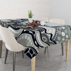 North Queensland Cowboys Tablecloth Aboriginal Dot Pattern - Rugby Mascot Heritage Pride
