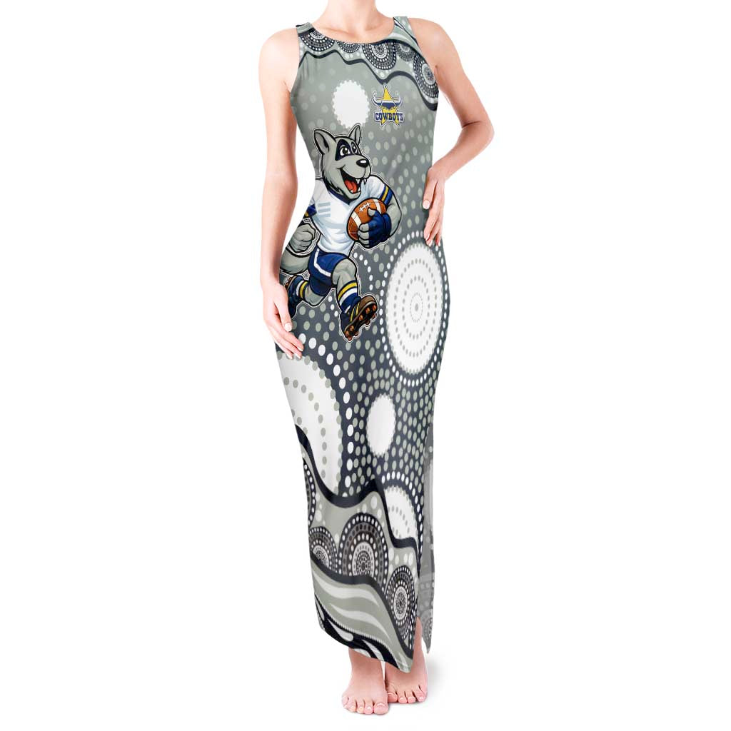 North Queensland Cowboys Tank Maxi Dress Aboriginal Dot Pattern - Rugby Mascot Heritage Pride
