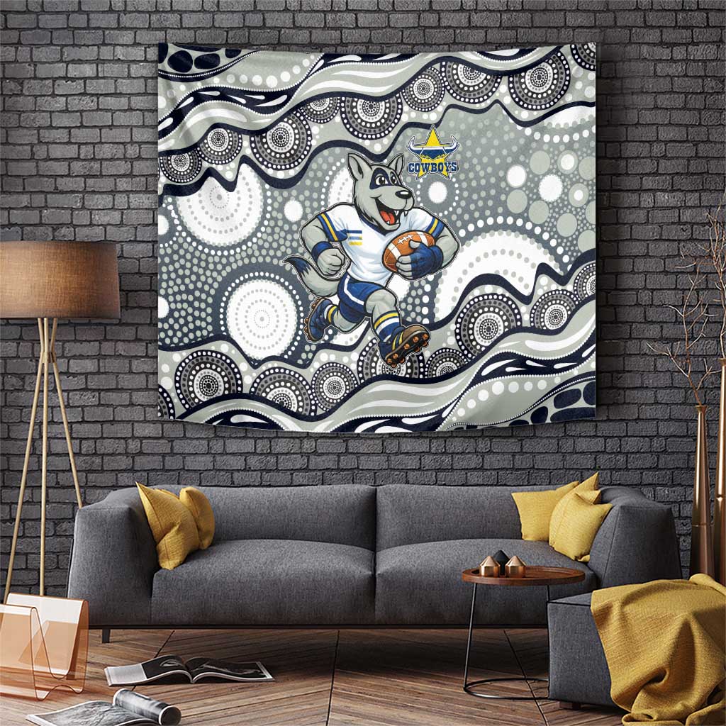 North Queensland Cowboys Tapestry Aboriginal Dot Pattern - Rugby Mascot Heritage Pride