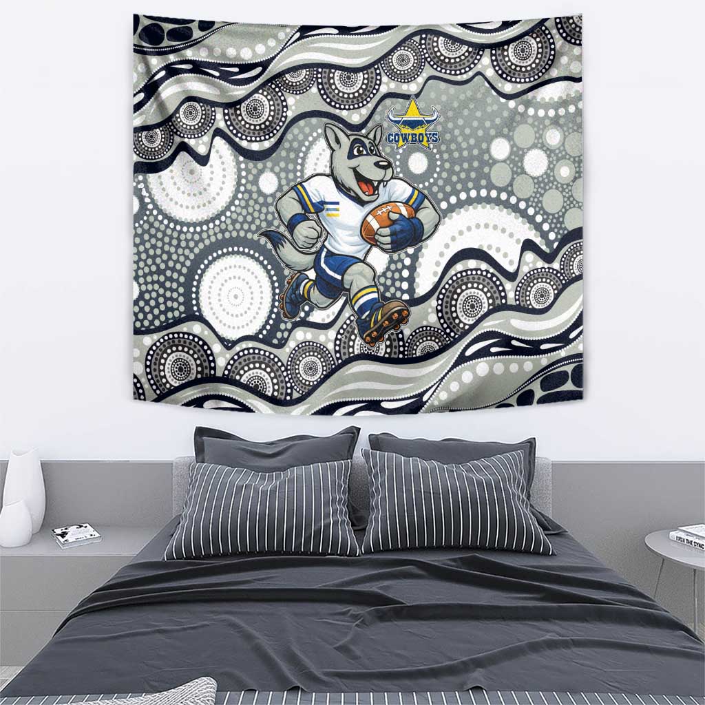 North Queensland Cowboys Tapestry Aboriginal Dot Pattern - Rugby Mascot Heritage Pride