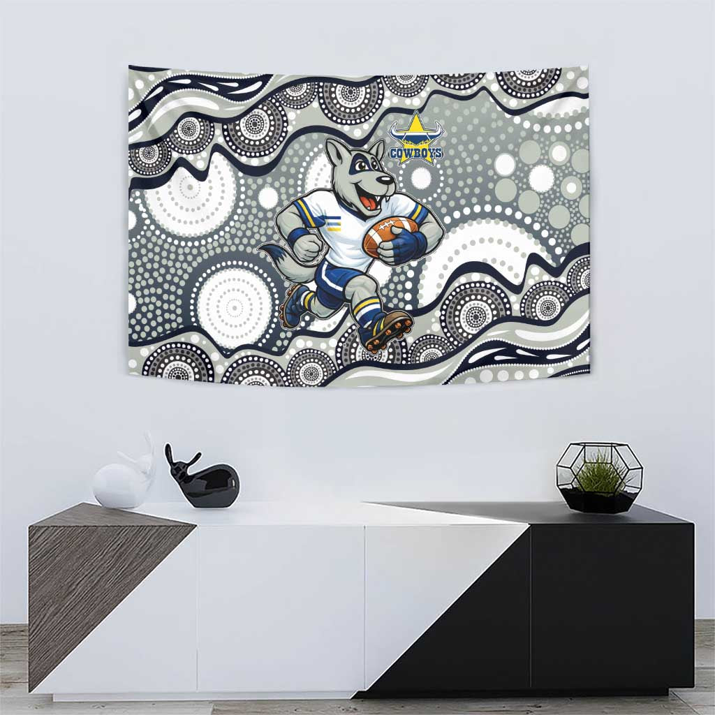 North Queensland Cowboys Tapestry Aboriginal Dot Pattern - Rugby Mascot Heritage Pride