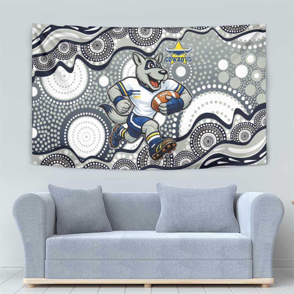 North Queensland Cowboys Tapestry Aboriginal Dot Pattern - Rugby Mascot Heritage Pride