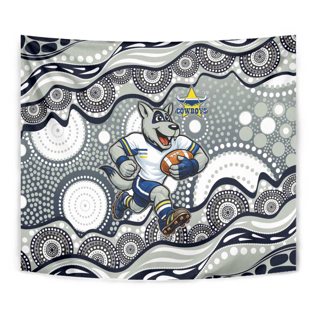 North Queensland Cowboys Tapestry Aboriginal Dot Pattern - Rugby Mascot Heritage Pride