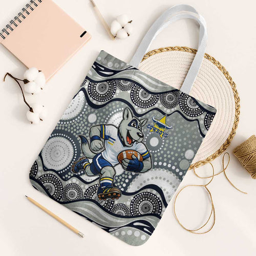North Queensland Cowboys Tote Bag Aboriginal Dot Pattern - Rugby Mascot Heritage Pride