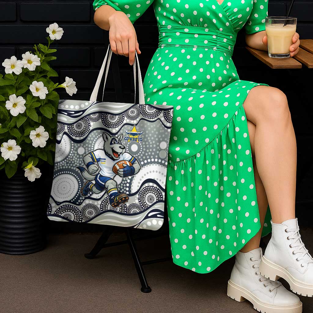 North Queensland Cowboys Tote Bag Aboriginal Dot Pattern - Rugby Mascot Heritage Pride