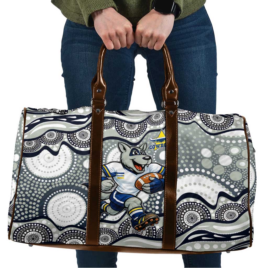 North Queensland Cowboys Travel Bag Aboriginal Dot Pattern - Rugby Mascot Heritage Pride