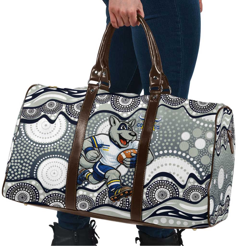 North Queensland Cowboys Travel Bag Aboriginal Dot Pattern - Rugby Mascot Heritage Pride