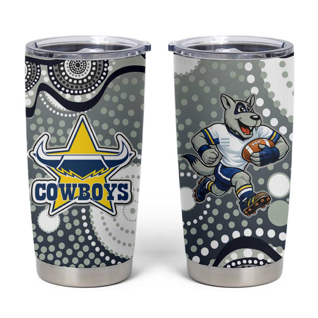 North Queensland Cowboys Tumbler Cup Aboriginal Dot Pattern - Rugby Mascot Heritage Pride