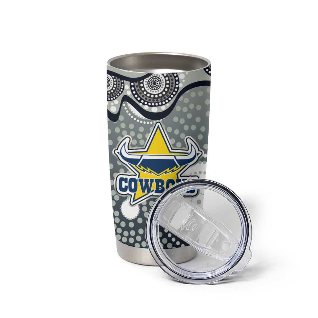 North Queensland Cowboys Tumbler Cup Aboriginal Dot Pattern - Rugby Mascot Heritage Pride