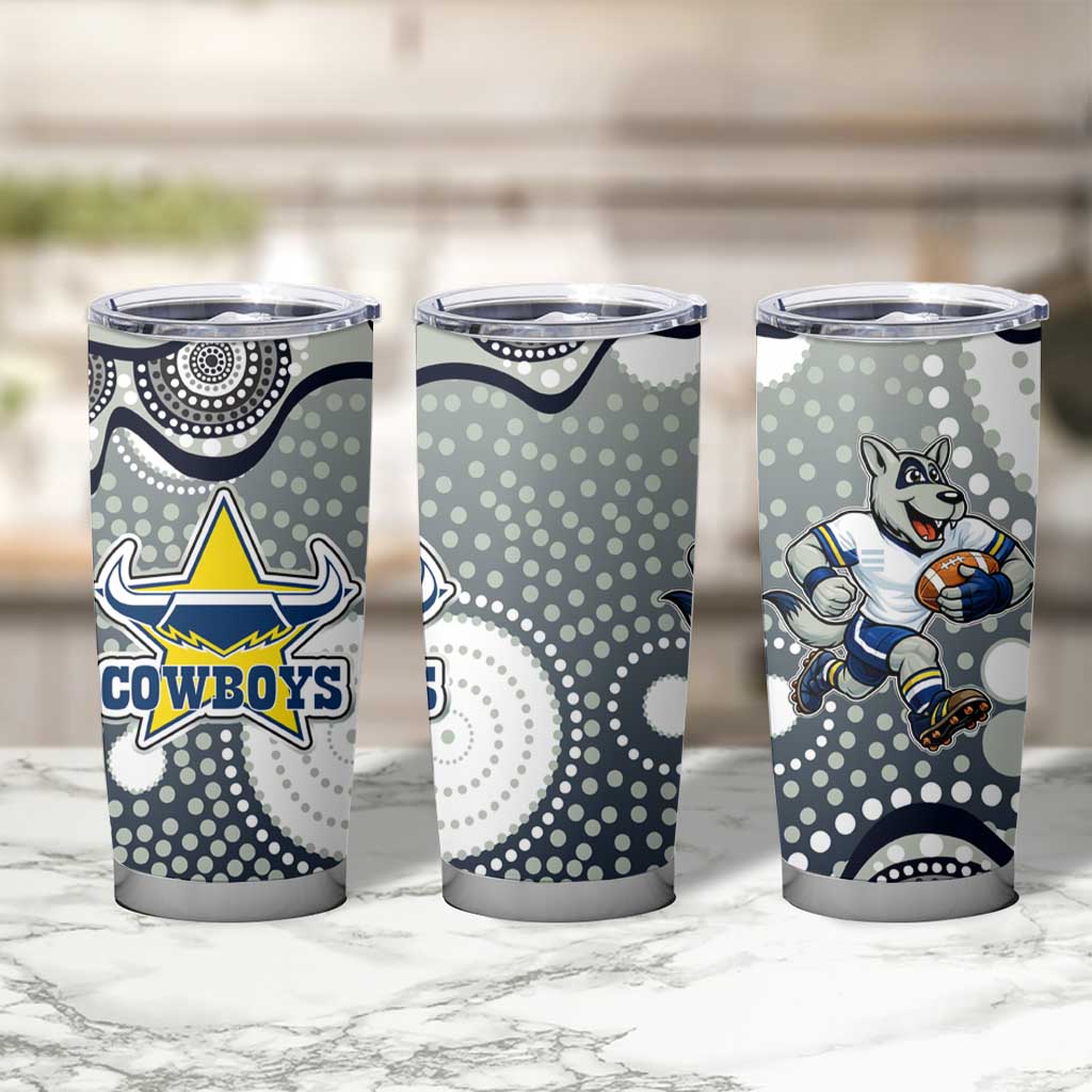 North Queensland Cowboys Tumbler Cup Aboriginal Dot Pattern - Rugby Mascot Heritage Pride