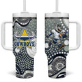 North Queensland Cowboys Tumbler With Handle Aboriginal Dot Pattern - Rugby Mascot Heritage Pride