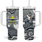 North Queensland Cowboys Tumbler With Handle Aboriginal Dot Pattern - Rugby Mascot Heritage Pride