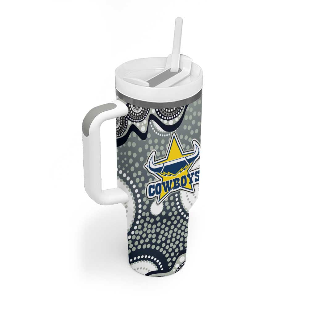 North Queensland Cowboys Tumbler With Handle Aboriginal Dot Pattern - Rugby Mascot Heritage Pride