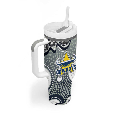 North Queensland Cowboys Tumbler With Handle Aboriginal Dot Pattern - Rugby Mascot Heritage Pride