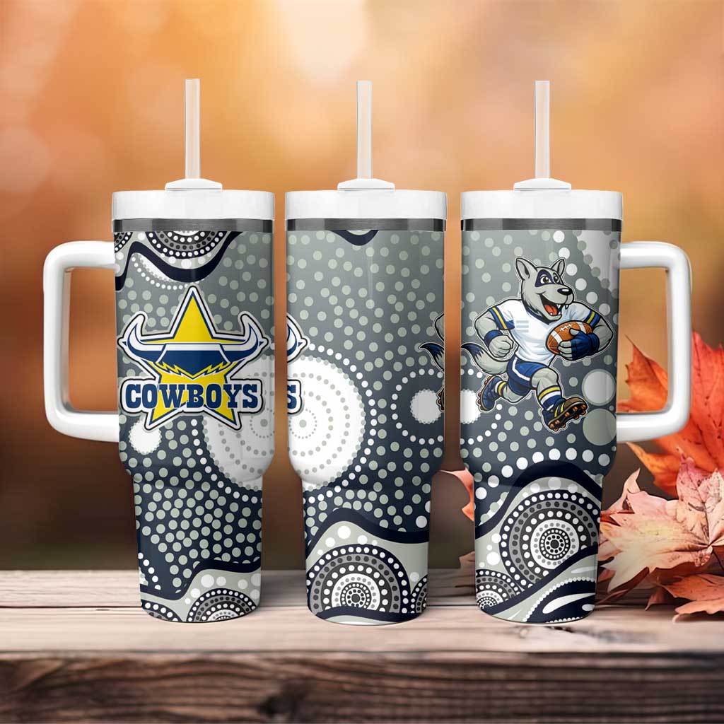 North Queensland Cowboys Tumbler With Handle Aboriginal Dot Pattern - Rugby Mascot Heritage Pride