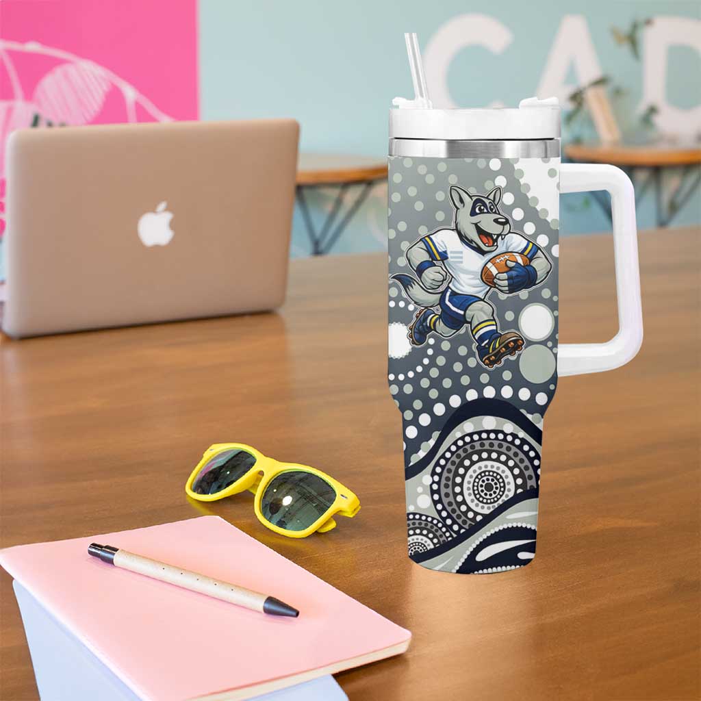 North Queensland Cowboys Tumbler With Handle Aboriginal Dot Pattern - Rugby Mascot Heritage Pride