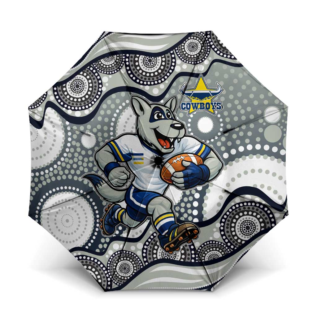 North Queensland Cowboys Umbrella Aboriginal Dot Pattern - Rugby Mascot Heritage Pride