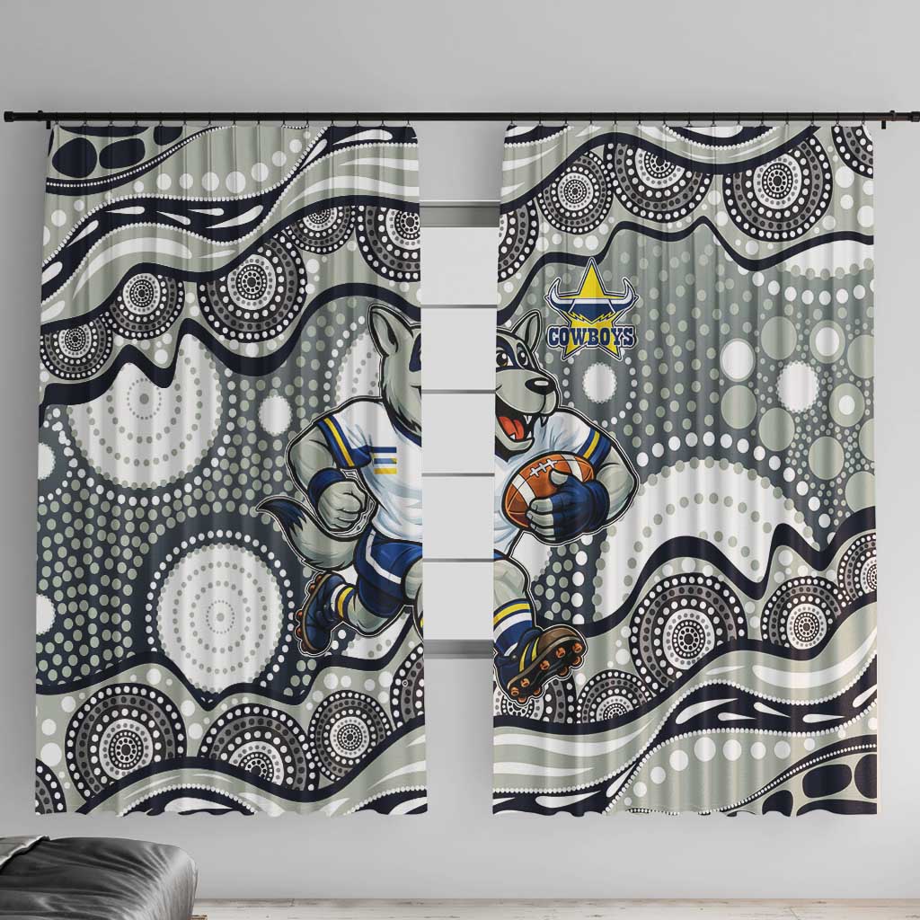 North Queensland Cowboys Window Curtain Aboriginal Dot Pattern - Rugby Mascot Heritage Pride