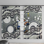 North Queensland Cowboys Window Curtain Aboriginal Dot Pattern - Rugby Mascot Heritage Pride