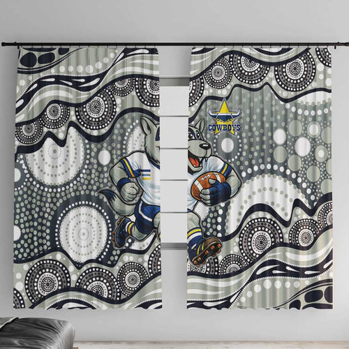 North Queensland Cowboys Window Curtain Aboriginal Dot Pattern - Rugby Mascot Heritage Pride