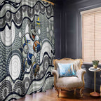 North Queensland Cowboys Window Curtain Aboriginal Dot Pattern - Rugby Mascot Heritage Pride