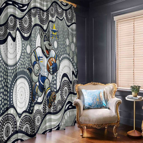 North Queensland Cowboys Window Curtain Aboriginal Dot Pattern - Rugby Mascot Heritage Pride