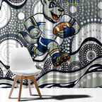 North Queensland Cowboys Window Curtain Aboriginal Dot Pattern - Rugby Mascot Heritage Pride