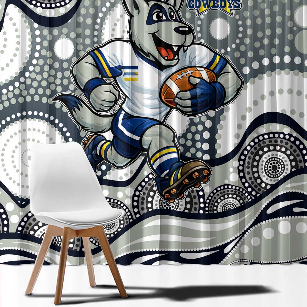 North Queensland Cowboys Window Curtain Aboriginal Dot Pattern - Rugby Mascot Heritage Pride