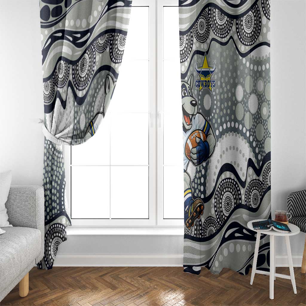 North Queensland Cowboys Window Curtain Aboriginal Dot Pattern - Rugby Mascot Heritage Pride