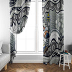 North Queensland Cowboys Window Curtain Aboriginal Dot Pattern - Rugby Mascot Heritage Pride