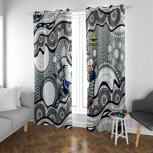 North Queensland Cowboys Window Curtain Aboriginal Dot Pattern - Rugby Mascot Heritage Pride