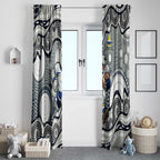 North Queensland Cowboys Window Curtain Aboriginal Dot Pattern - Rugby Mascot Heritage Pride