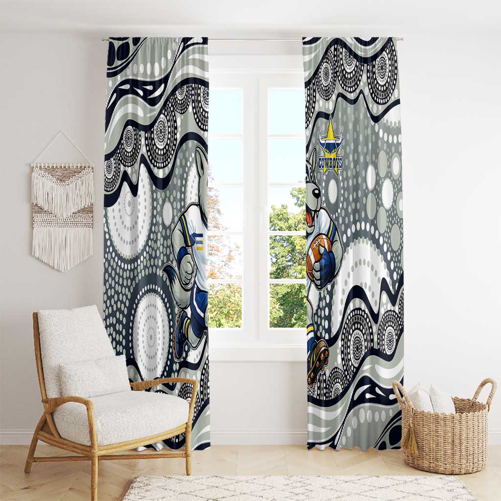 North Queensland Cowboys Window Curtain Aboriginal Dot Pattern - Rugby Mascot Heritage Pride