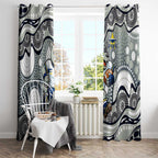 North Queensland Cowboys Window Curtain Aboriginal Dot Pattern - Rugby Mascot Heritage Pride