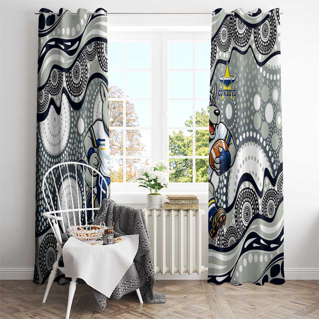 North Queensland Cowboys Window Curtain Aboriginal Dot Pattern - Rugby Mascot Heritage Pride