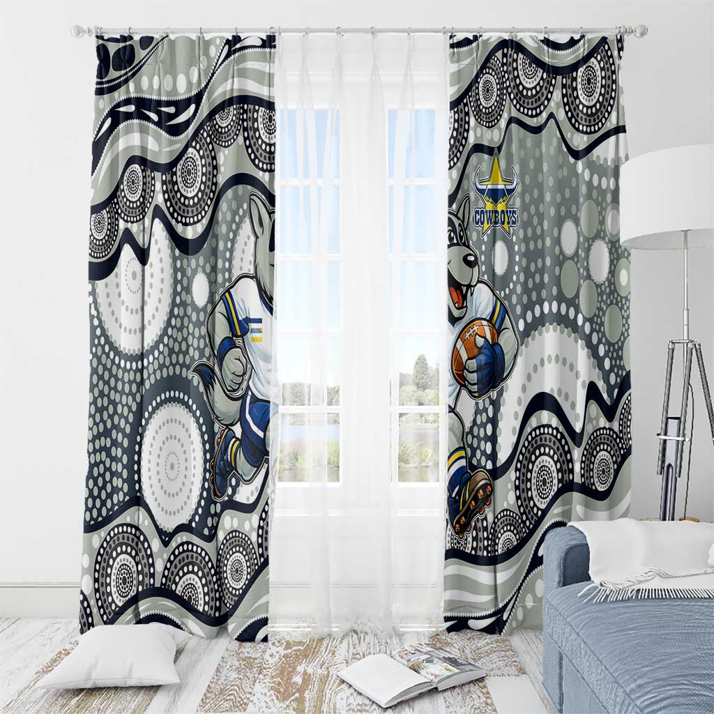North Queensland Cowboys Window Curtain Aboriginal Dot Pattern - Rugby Mascot Heritage Pride