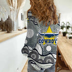 North Queensland Cowboys Women Casual Shirt Aboriginal Dot Pattern - Rugby Mascot Heritage Pride
