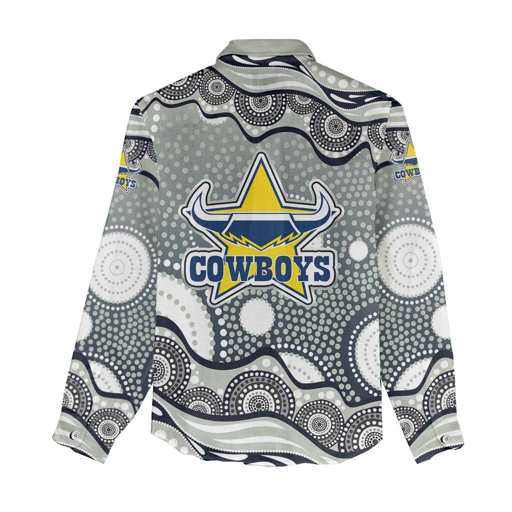 North Queensland Cowboys Women Casual Shirt Aboriginal Dot Pattern - Rugby Mascot Heritage Pride