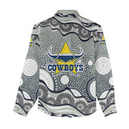 North Queensland Cowboys Women Casual Shirt Aboriginal Dot Pattern - Rugby Mascot Heritage Pride