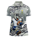 North Queensland Cowboys Women Polo Shirt Aboriginal Dot Pattern - Rugby Mascot Heritage Pride