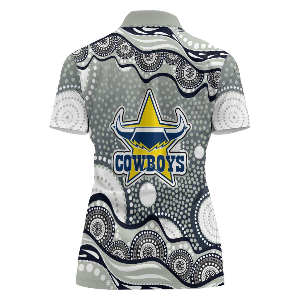 North Queensland Cowboys Women Polo Shirt Aboriginal Dot Pattern - Rugby Mascot Heritage Pride