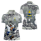 North Queensland Cowboys Women Polo Shirt Aboriginal Dot Pattern - Rugby Mascot Heritage Pride