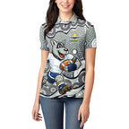 North Queensland Cowboys Women Polo Shirt Aboriginal Dot Pattern - Rugby Mascot Heritage Pride