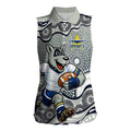 North Queensland Cowboys Women Sleeveless Polo Shirt Aboriginal Dot Pattern - Rugby Mascot Heritage Pride