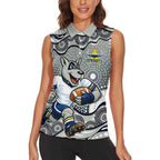 North Queensland Cowboys Women Sleeveless Polo Shirt Aboriginal Dot Pattern - Rugby Mascot Heritage Pride