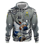 North Queensland Cowboys Zip Hoodie Aboriginal Dot Pattern - Rugby Mascot Heritage Pride