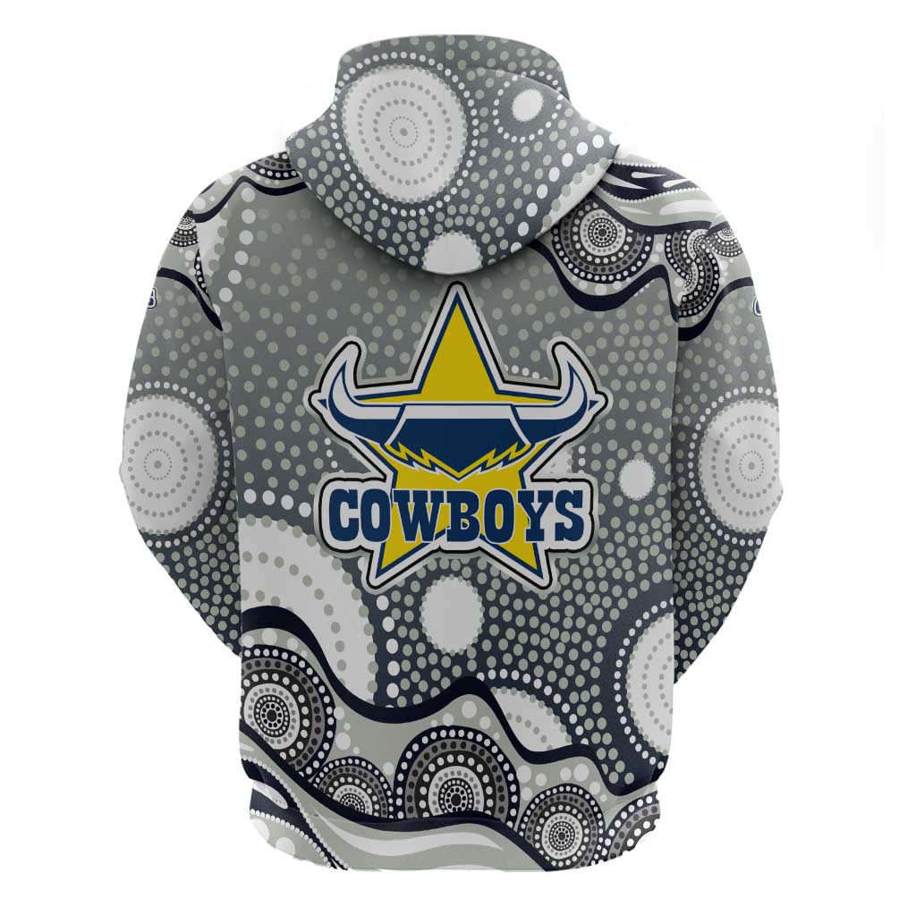 North Queensland Cowboys Zip Hoodie Aboriginal Dot Pattern - Rugby Mascot Heritage Pride