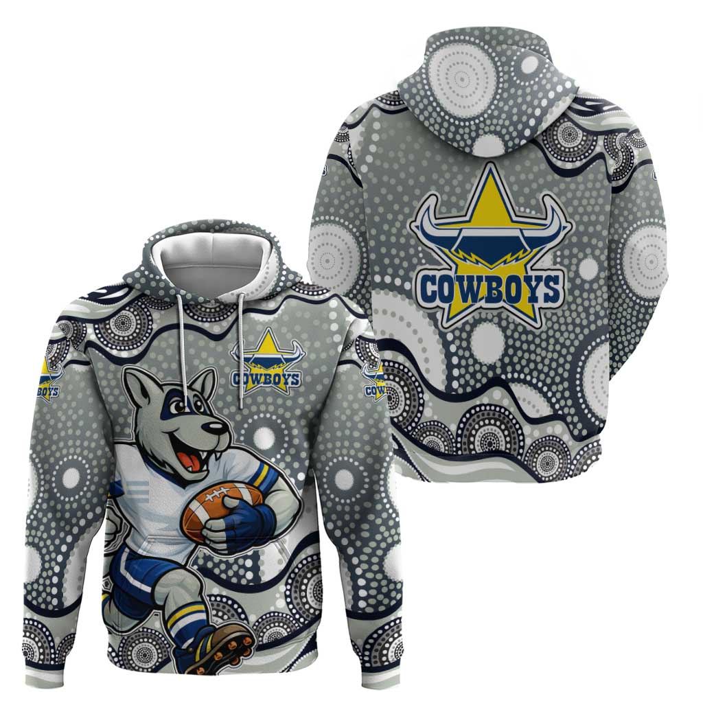 North Queensland Cowboys Zip Hoodie Aboriginal Dot Pattern - Rugby Mascot Heritage Pride