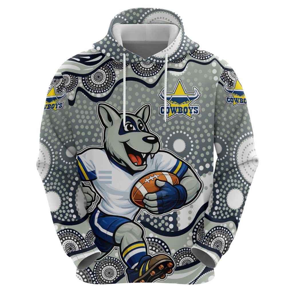 North Queensland Cowboys Zip Hoodie Aboriginal Dot Pattern - Rugby Mascot Heritage Pride