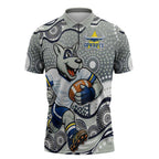 North Queensland Cowboys Zipper Polo Shirt Aboriginal Dot Pattern - Rugby Mascot Heritage Pride